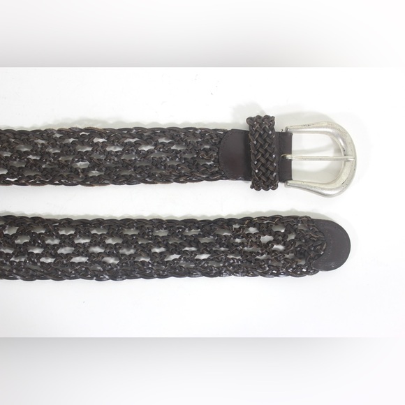 Vintage Woven Brown Lace Leather Belt with a Silver Buckle Adjustable Size - Picture 3 of 8